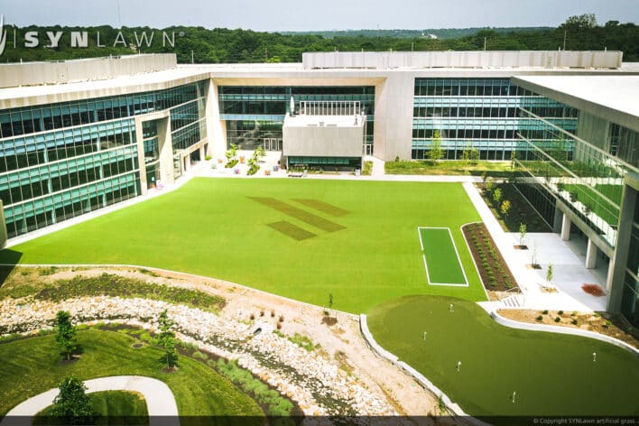 SYNLawn Reno commercial artificial grass for office buildings campus courtyards